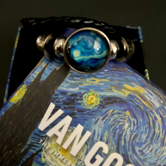 Van Gogh Art Glass Dome Leather Bracelet - New in box - Picture 3 of 14